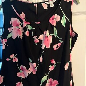 Floral Sleeveless Top - Black and Pink